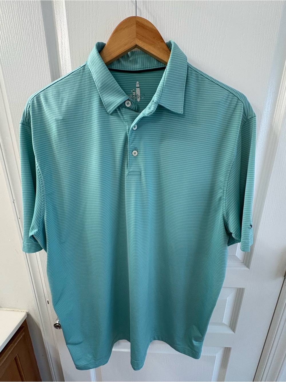 johnnie-O Light Teal Striped Polo